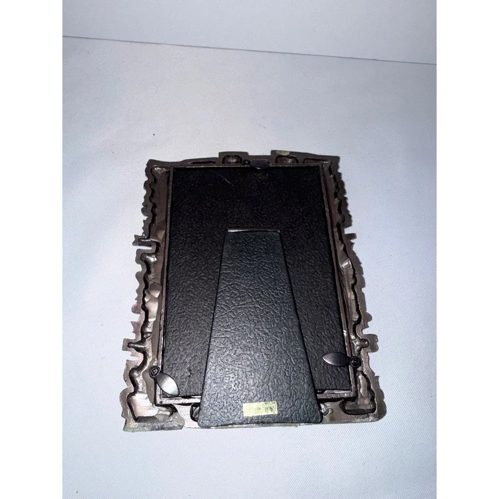 Vintage Stacked Books Picture Frame Pewter Tone Metal Academic Library Decor 3x4